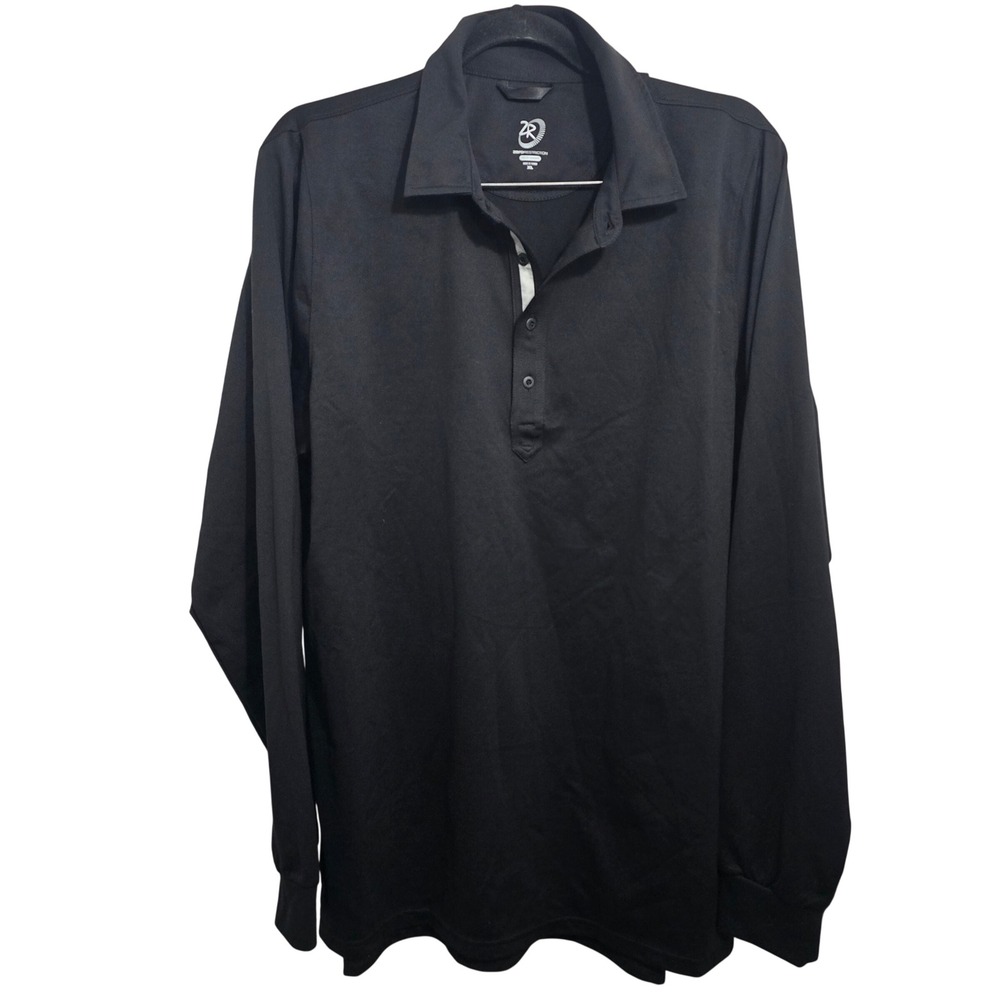 Zero Restriction Tour Series Mens XL Long Sleeve Golf Polo Shirt Black Polyester